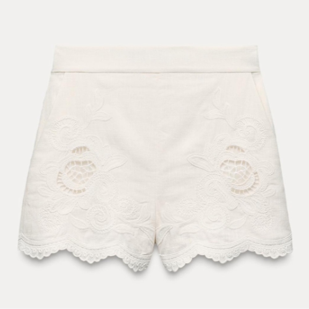 NWT ZARA VACATION 2024 COLLECTION EMBROIDERED SHORTS